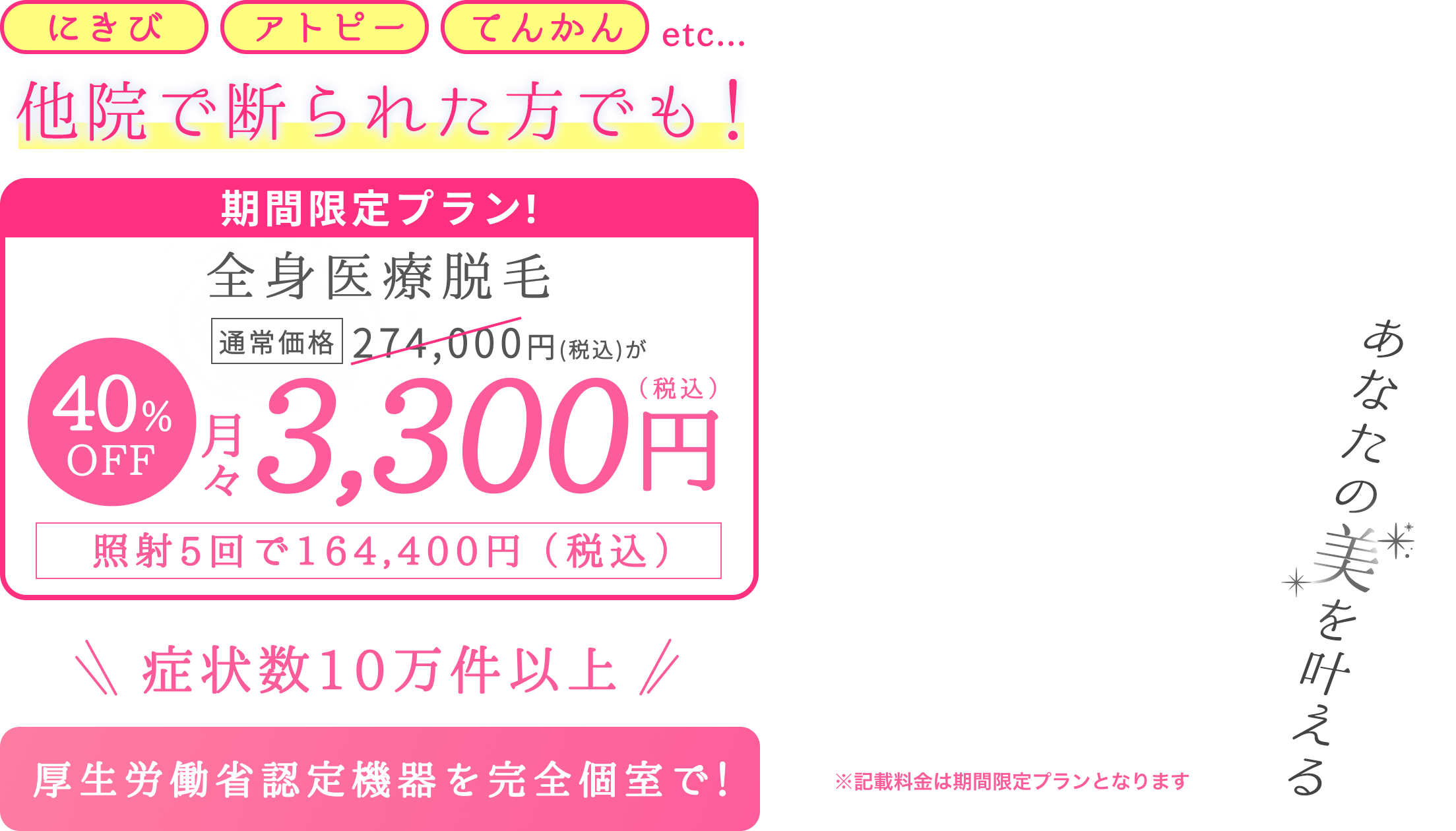 他院に断られた方でも！月々4000円