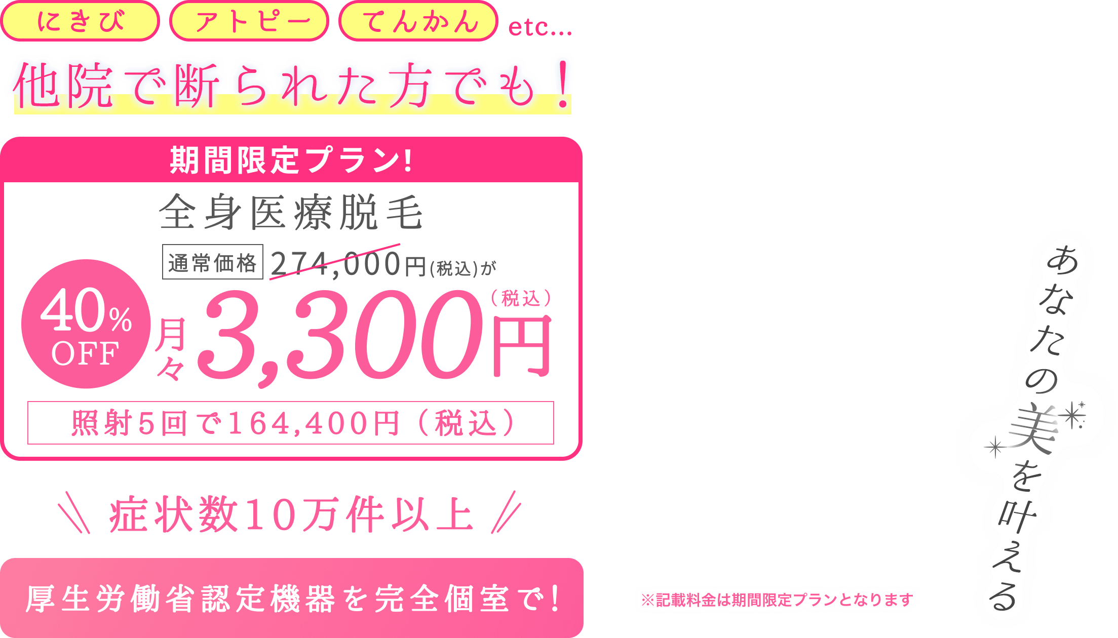 他院に断られた方でも！月々4000円